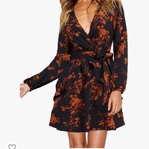 Long Sleeve V-Neck Mini Dress